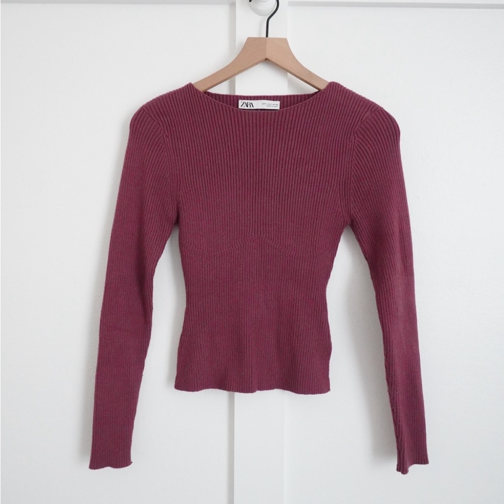 Zara Ribbed Knit Long Sleeve Top